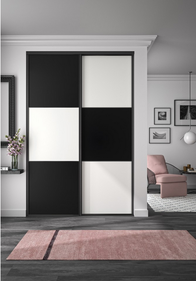 Porte Alto 
Noir Mat et Blanc Alpin Mat - Profil Bahia Sablé Graphite.